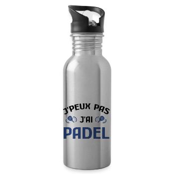 Je peux pas j'ai padel cadeau homme femme - Gourde avec paille intégrée - argent clair - Droite