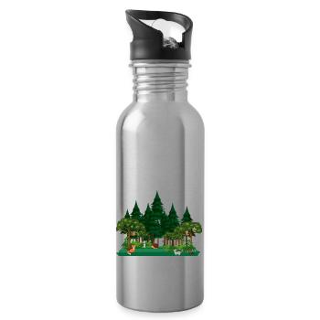 Waldtiere Bäume Wilde Natur Natur - Trinkflasche mit integriertem Trinkhalm - Lightsilver - Rechts