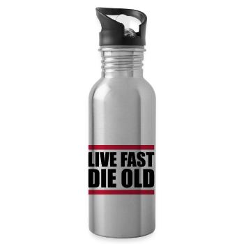 Live Fast Die - Water bottle with straw - silver - Right