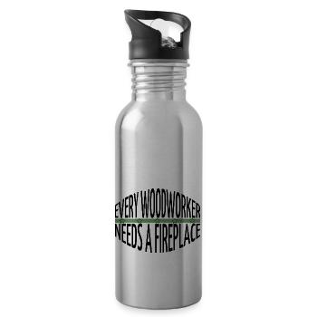 lumberman carpenter joke chop wood - Water bottle with straw - silver - Right