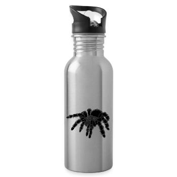 Tarantula, spider, large spider, black - Water bottle with straw - silver - Right