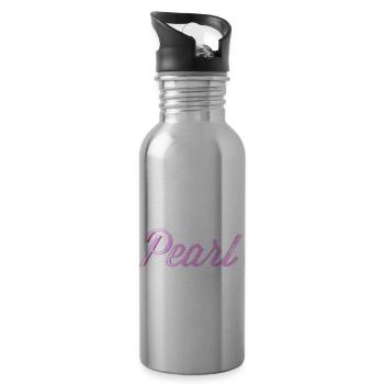 Pearl Stylized Text - Water bottle with straw - silver - Right