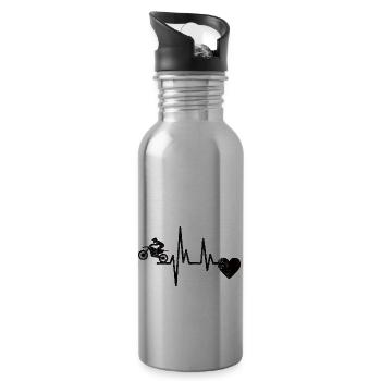 Motorcross Moped Gift Motorcycle Motorcyclist - Water bottle with straw - silver - Right
