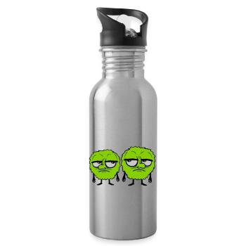 2 Monster Augen verdrehen - Trinkflasche mit integriertem Trinkhalm - Lightsilver - Rechts
