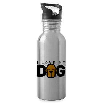 I LOVE MY DOG - Trinkflasche mit integriertem Trinkhalm - Lightsilver - Rechts