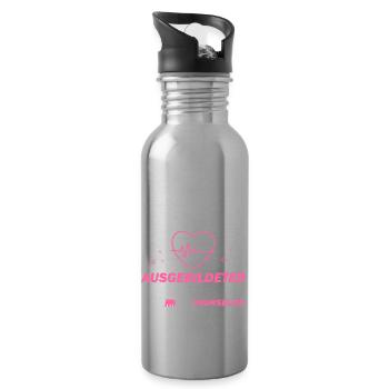 Nurse Life, Krankenschwester, Pflegekraft - Trinkflasche mit integriertem Trinkhalm - Lightsilver - Rechts