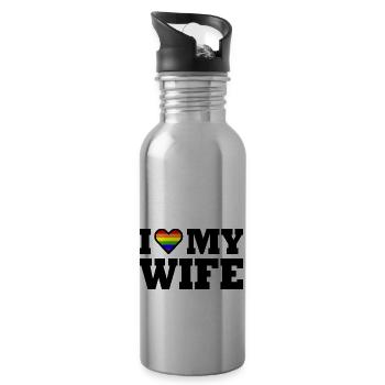I love my wife - Gourde avec paille intégrée - argent clair - Droite