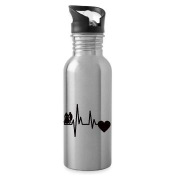 Rennbob Herzschlag Bob Puls Rodeln EKG Wintersport - Trinkflasche mit integriertem Trinkhalm - Lightsilver - Rechts