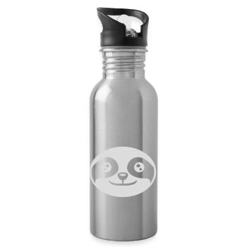 Tête ronde face paresseux - Gourde avec paille intégrée - argent clair - Droite