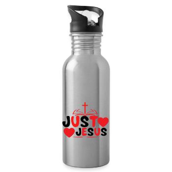 Just Jesus - Trinkflasche mit integriertem Trinkhalm - Lightsilver - Rechts