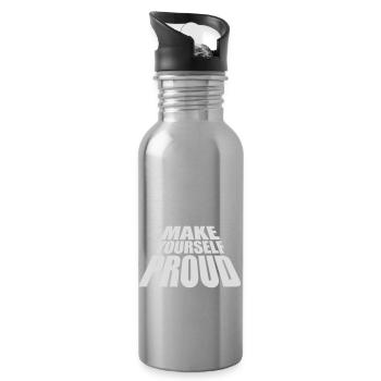make yourself proud Zitat - Trinkflasche mit integriertem Trinkhalm - Lightsilver - Rechts