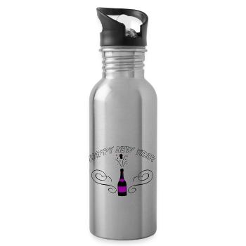 Happy New Year - Water bottle with straw - silver - Right