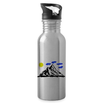 Mountains Nature - Water bottle with straw - silver - Right