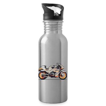 Machine de course de moto 8 bits en tant que graphiques vectoriels - Gourde avec paille intégrée - argent clair - Droite