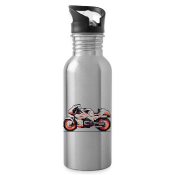 Machine de course de moto comme vecteur 8 bits - Gourde avec paille intégrée - argent clair - Droite