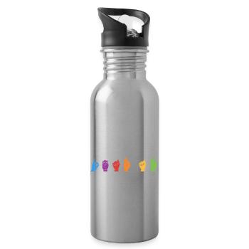 deaf af Design for a deaf person - Water bottle with straw - silver - Right