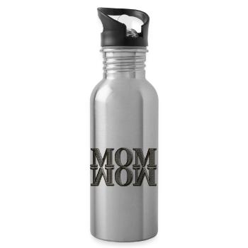 Mama Mom Wow Mothers Day Funny Cute Family Mother - Water bottle with straw - silver - Right