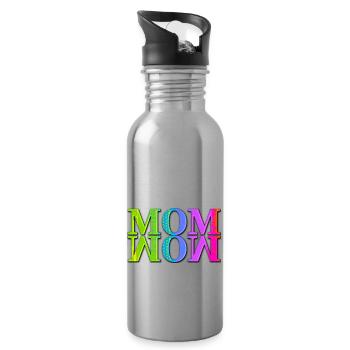 Mama Mom Wow Mothers Day Funny Cute Family Mother - Water bottle with straw - silver - Right