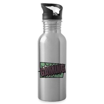 Beer Statement Games Funny Birthday Gaming Shirt - Water bottle with straw - silver - Right