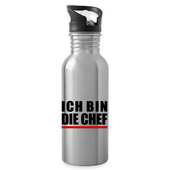 Ich bin "die" Chef - Trinkflasche mit integriertem Trinkhalm - Lightsilver - Rechts