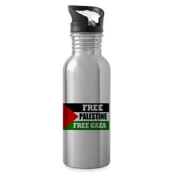 Free palestine - Water bottle with straw - silver - Right