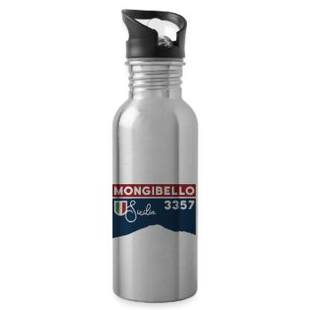 Etna Etna Mongibello volcano mountain Sicily souvenir - Water bottle with straw - silver - Right