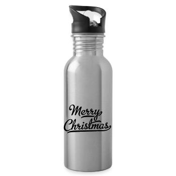 Merry Christmas - Trinkflasche mit integriertem Trinkhalm - Lightsilver - Rechts