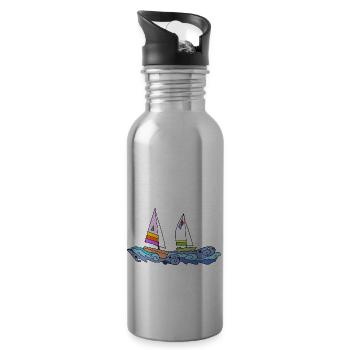 Segelboote - Trinkflasche mit integriertem Trinkhalm - Lightsilver - Rechts