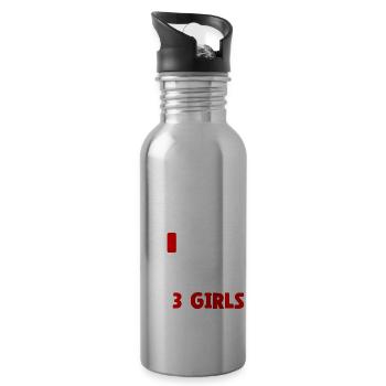 Mom Of 3 Girls - Water bottle with straw - silver - Right