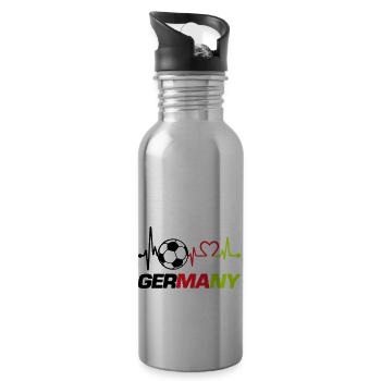 fußball love beat germany - Trinkflasche mit integriertem Trinkhalm - Lightsilver - Rechts