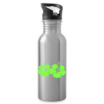 Hibiscus Flower - Water bottle with straw - silver - Right