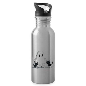 Geist Schwarze Katzen Halloween Geist - Trinkflasche mit integriertem Trinkhalm - Lightsilver - Rechts