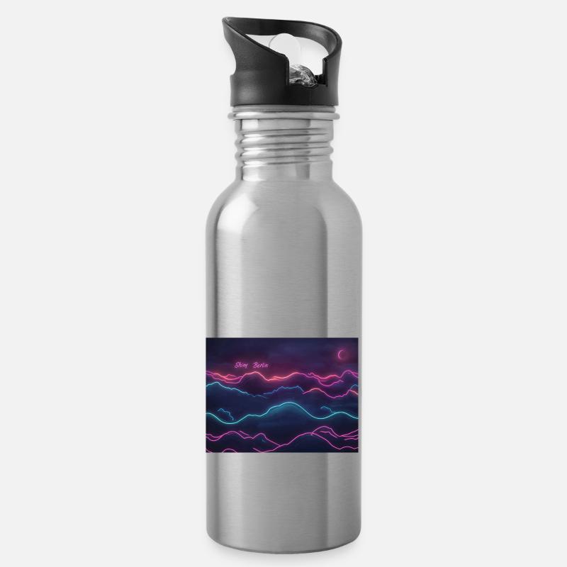 Shiny Berlin neon - Trinkflasche mit integriertem Trinkhalm - Lightsilver
