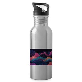 Neon clean waves - Water bottle with straw - silver - Right