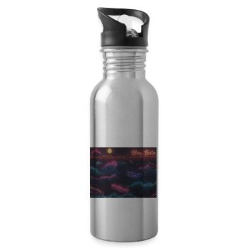 Shiny Berlin Neon waves - Trinkflasche mit integriertem Trinkhalm - Lightsilver - Rechts