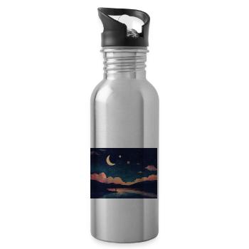 The lake - Trinkflasche mit integriertem Trinkhalm - Lightsilver - Rechts