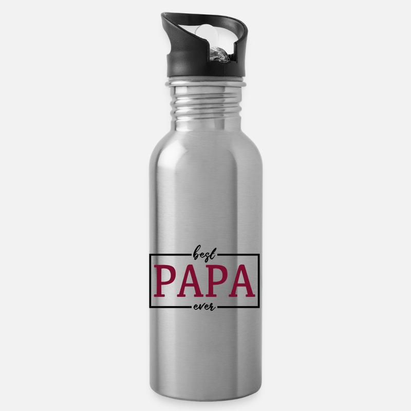 Der beste Papa - Trinkflasche mit integriertem Trinkhalm - Lightsilver