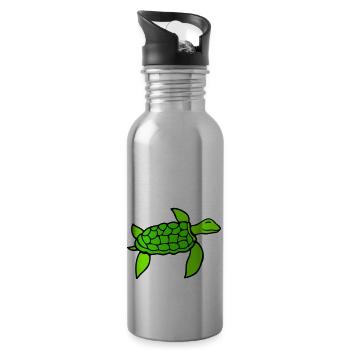 Water turtle cute cute swimming happily - Water bottle with straw - silver - Right
