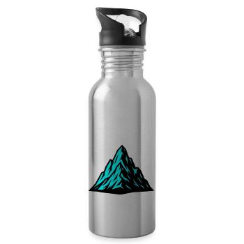 Mountain Alps Icon - Water bottle with straw - silver - Right