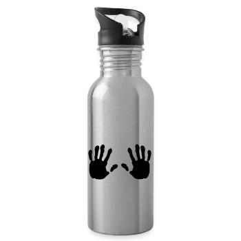 haende, Hand - Trinkflasche mit integriertem Trinkhalm - Lightsilver - Rechts