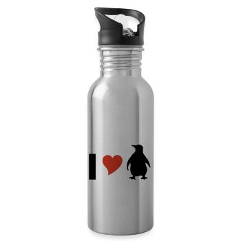 I love Pinguine - Trinkflasche mit integriertem Trinkhalm - Lightsilver - Rechts