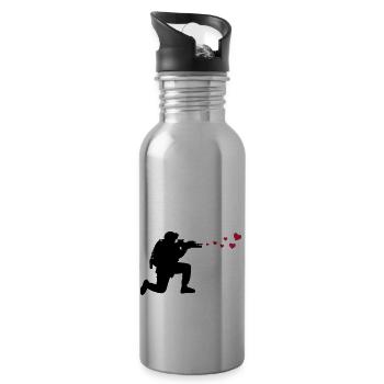 soldat herzen - Trinkflasche mit integriertem Trinkhalm - Lightsilver - Rechts