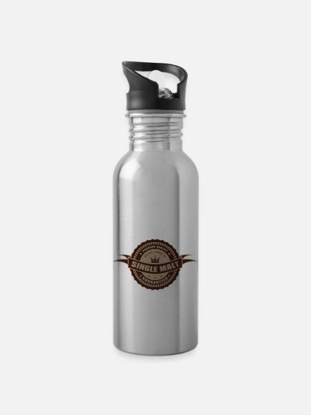 SingleMalt - Trinkflasche mit integriertem Trinkhalm - Lightsilver