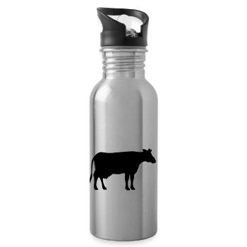 cow animal - Trinkflasche mit integriertem Trinkhalm - Lightsilver - Rechts