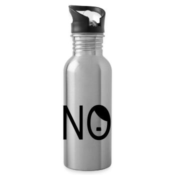 NO - Gegen Nazis - Trinkflasche mit integriertem Trinkhalm - Lightsilver - Rechts
