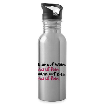 Bier auf Wein, das ist fein. Wein auf Bier - Trinkflasche mit integriertem Trinkhalm - Lightsilver - Rechts