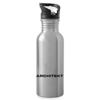 Architect Nicholas House - Water bottle with straw - silver - Right
