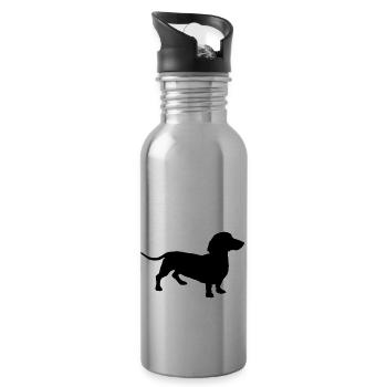Dackel - Trinkflasche mit integriertem Trinkhalm - Lightsilver - Rechts