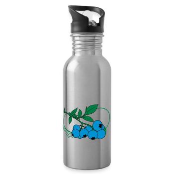 Blaubeeren - Trinkflasche mit integriertem Trinkhalm - Lightsilver - Rechts