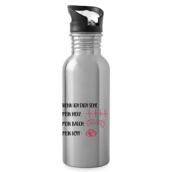 verliebt - Trinkflasche mit integriertem Trinkhalm - Lightsilver - Rechts